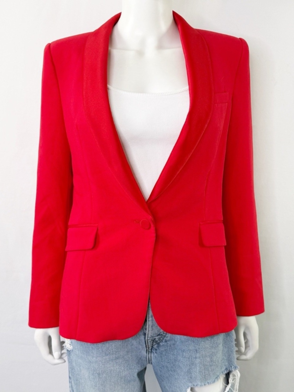 Zara Red Blazer Jacket Size M Business Casual Preppy Office Long Sleeve Holiday
